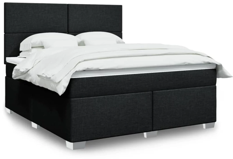 vidaXL Κρεβάτι Boxspring με Στρώμα Μαύρο 180x200 εκ. Υφασμάτινο