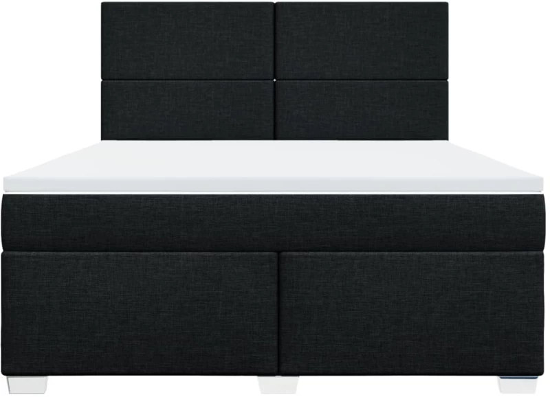 vidaXL Κρεβάτι Boxspring με Στρώμα Μαύρο 180x200 εκ. Υφασμάτινο