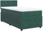vidaXL Κρεβάτι Boxspring με Στρώμα Σκούρο Πράσινο 90x190 εκ. Βελούδινο