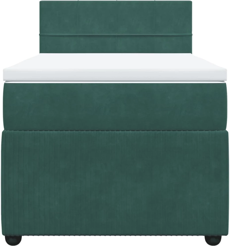 vidaXL Κρεβάτι Boxspring με Στρώμα Σκούρο Πράσινο 90x190 εκ. Βελούδινο