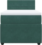 vidaXL Κρεβάτι Boxspring με Στρώμα Σκούρο Πράσινο 90x190 εκ. Βελούδινο
