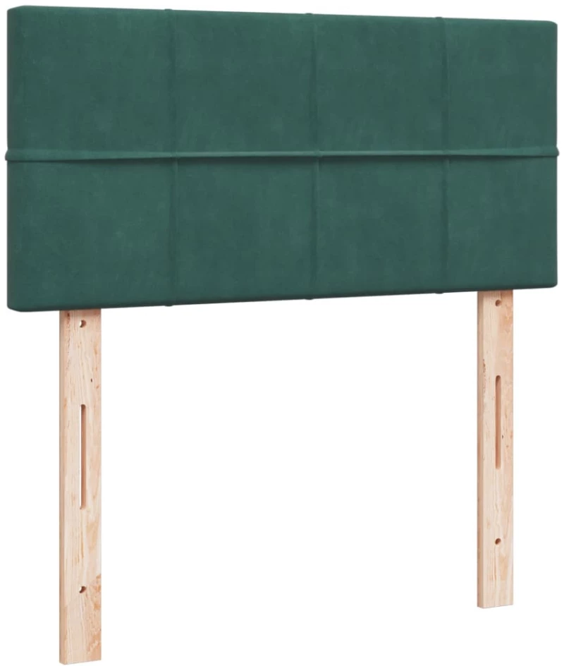 vidaXL Κρεβάτι Boxspring με Στρώμα Σκούρο Πράσινο 90x190 εκ. Βελούδινο