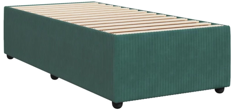 vidaXL Κρεβάτι Boxspring με Στρώμα Σκούρο Πράσινο 90x190 εκ. Βελούδινο