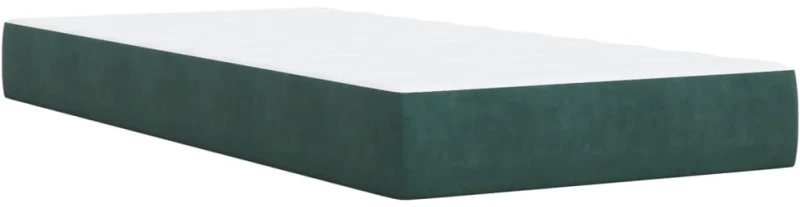 vidaXL Κρεβάτι Boxspring με Στρώμα Σκούρο Πράσινο 90x190 εκ. Βελούδινο