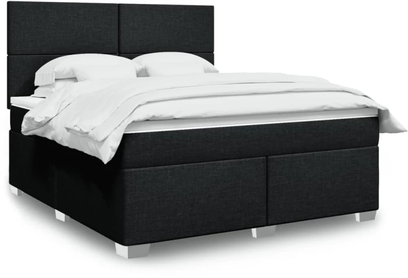 vidaXL Κρεβάτι Boxspring με Στρώμα Μαύρο 180x200 εκ. Υφασμάτινο