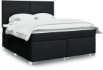 vidaXL Κρεβάτι Boxspring με Στρώμα Μαύρο 180x200 εκ. Υφασμάτινο