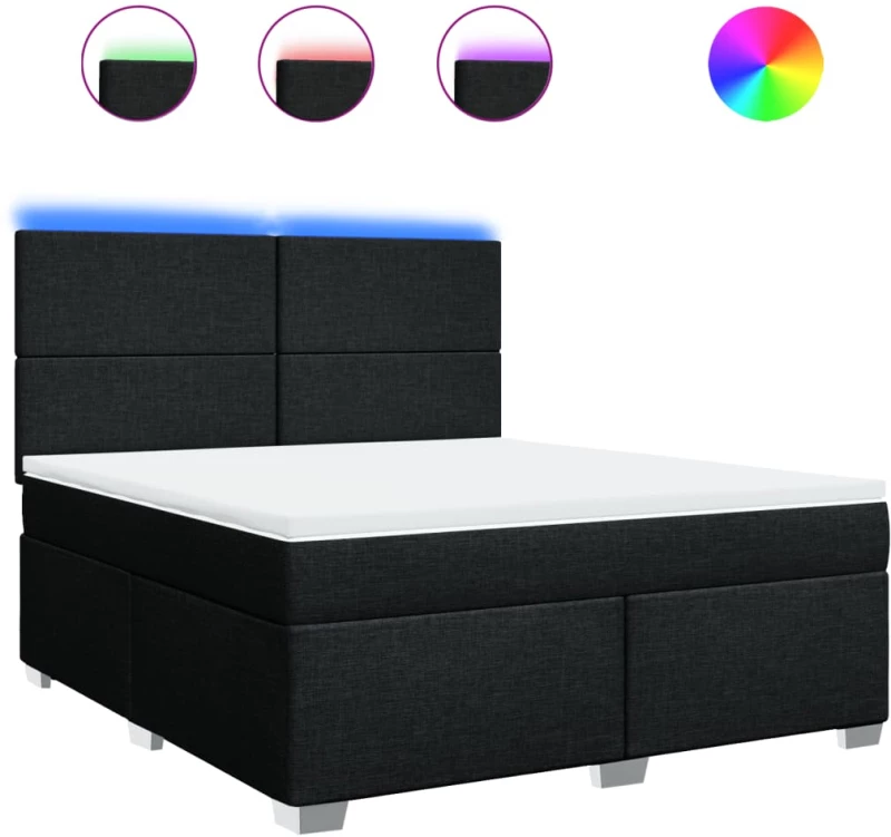 vidaXL Κρεβάτι Boxspring με Στρώμα Μαύρο 180x200 εκ. Υφασμάτινο