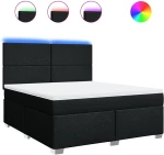 vidaXL Κρεβάτι Boxspring με Στρώμα Μαύρο 180x200 εκ. Υφασμάτινο