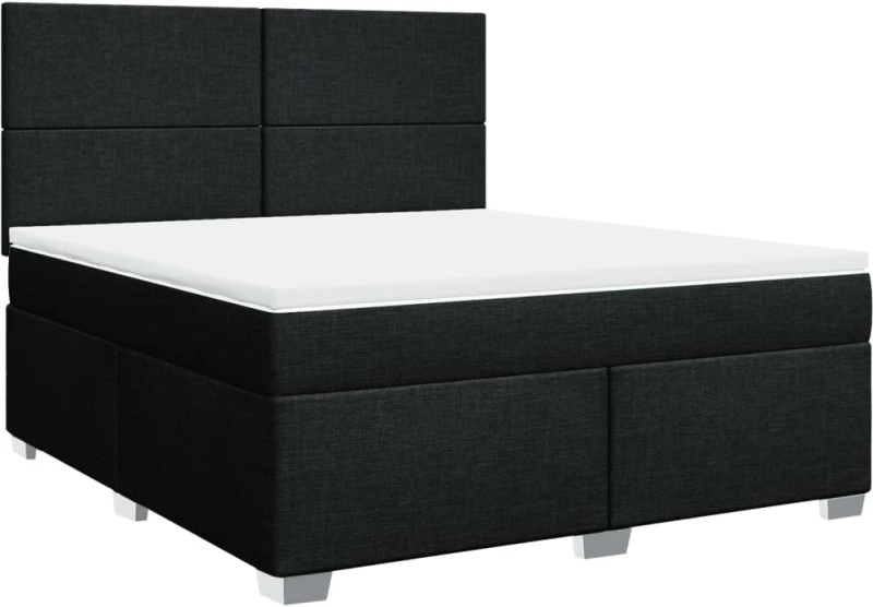 vidaXL Κρεβάτι Boxspring με Στρώμα Μαύρο 180x200 εκ. Υφασμάτινο