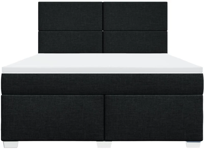 vidaXL Κρεβάτι Boxspring με Στρώμα Μαύρο 180x200 εκ. Υφασμάτινο
