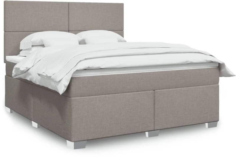 vidaXL Κρεβάτι Boxspring με Στρώμα Taupe 180x200 εκ. Υφασμάτινο
