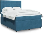 vidaXL Κρεβάτι Boxspring με Στρώμα Σκούρο Μπλε 140x200 εκ. Βελούδινο