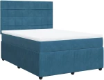 vidaXL Κρεβάτι Boxspring με Στρώμα Σκούρο Μπλε 140x200 εκ. Βελούδινο