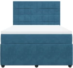 vidaXL Κρεβάτι Boxspring με Στρώμα Σκούρο Μπλε 140x200 εκ. Βελούδινο