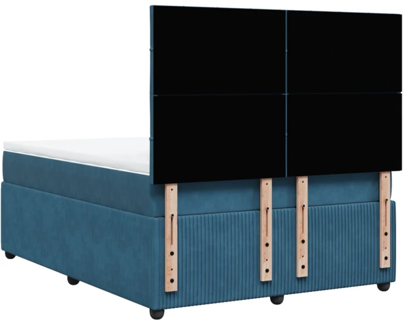 vidaXL Κρεβάτι Boxspring με Στρώμα Σκούρο Μπλε 140x200 εκ. Βελούδινο