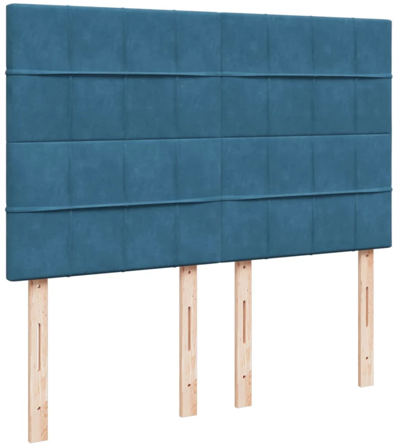 vidaXL Κρεβάτι Boxspring με Στρώμα Σκούρο Μπλε 140x200 εκ. Βελούδινο