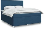 vidaXL Κρεβάτι Boxspring με Στρώμα Μπλε 180x200 εκ. Υφασμάτινο