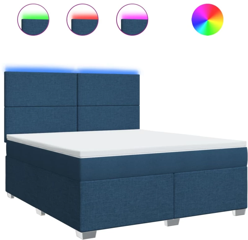 vidaXL Κρεβάτι Boxspring με Στρώμα Μπλε 180x200 εκ. Υφασμάτινο