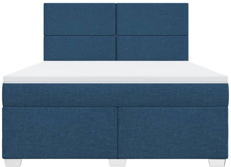 vidaXL Κρεβάτι Boxspring με Στρώμα Μπλε 180x200 εκ. Υφασμάτινο