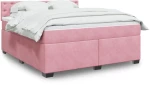 vidaXL Κρεβάτι Boxspring με Στρώμα Ροζ 180x200 εκ. Βελούδινο