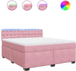 vidaXL Κρεβάτι Boxspring με Στρώμα Ροζ 180x200 εκ. Βελούδινο