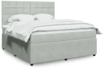 vidaXL Κρεβάτι Boxspring με Στρώμα Ανοιχτό Γκρι 180x200 εκ. Βελούδινο