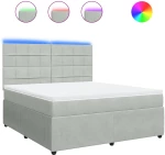 vidaXL Κρεβάτι Boxspring με Στρώμα Ανοιχτό Γκρι 180x200 εκ. Βελούδινο