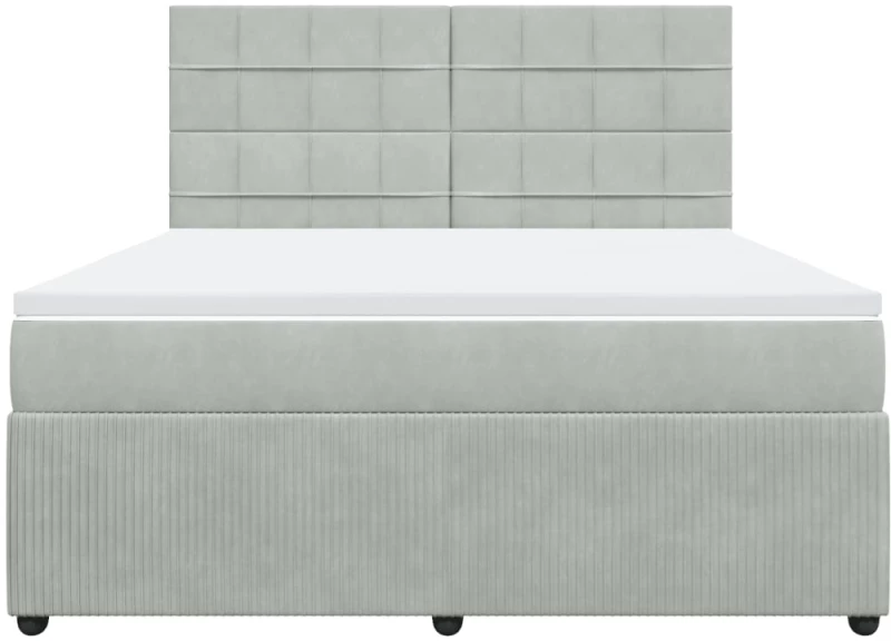 vidaXL Κρεβάτι Boxspring με Στρώμα Ανοιχτό Γκρι 180x200 εκ. Βελούδινο