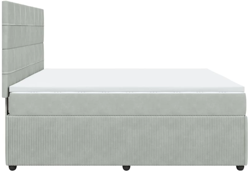 vidaXL Κρεβάτι Boxspring με Στρώμα Ανοιχτό Γκρι 180x200 εκ. Βελούδινο