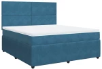 vidaXL Κρεβάτι Boxspring με Στρώμα Μπλε 180x200 εκ. Βελούδινο
