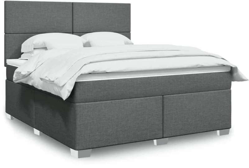 vidaXL Κρεβάτι Boxspring με Στρώμα Σκούρο Γκρι 180x200 εκ Υφασμάτιν
