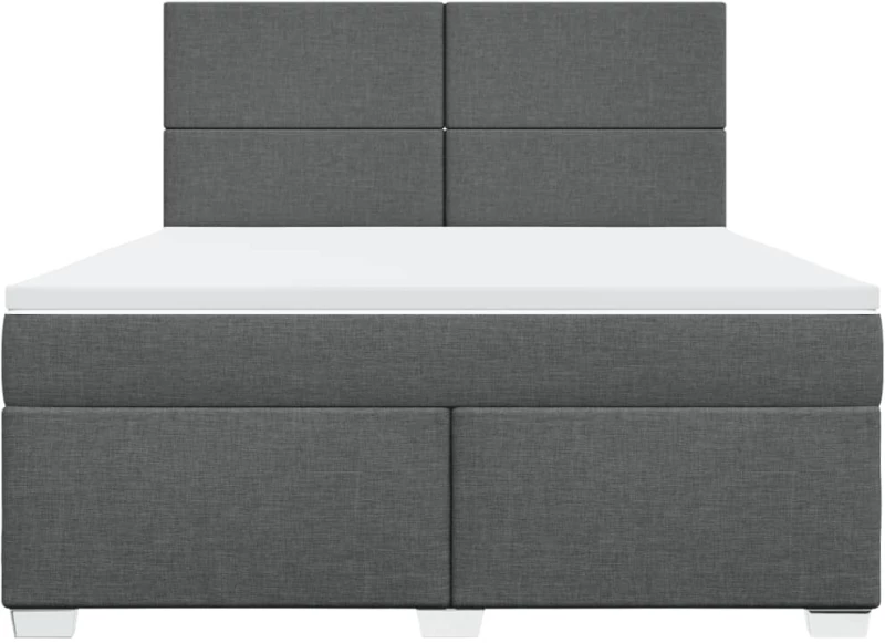 vidaXL Κρεβάτι Boxspring με Στρώμα Σκούρο Γκρι 180x200 εκ Υφασμάτιν