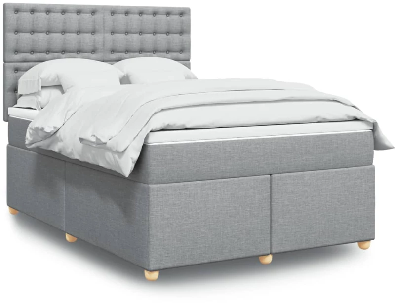 vidaXL Κρεβάτι Boxspring με Στρώμα Ανοιχτό Γκρι 140x190 εκ. Υφασμάτινο