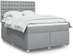 vidaXL Κρεβάτι Boxspring με Στρώμα Ανοιχτό Γκρι 140x190 εκ. Υφασμάτινο