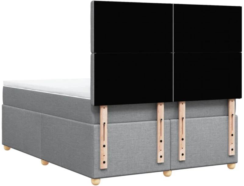 vidaXL Κρεβάτι Boxspring με Στρώμα Ανοιχτό Γκρι 140x190 εκ. Υφασμάτινο