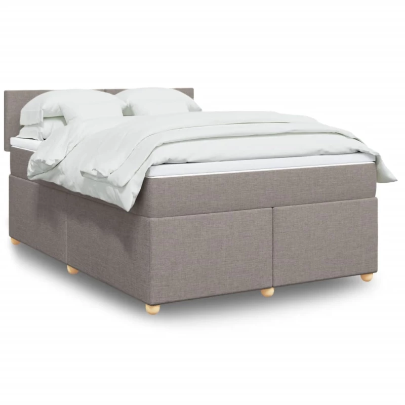 vidaXL Κρεβάτι Boxspring με Στρώμα Taupe 140x190 εκ. Υφασμάτινο