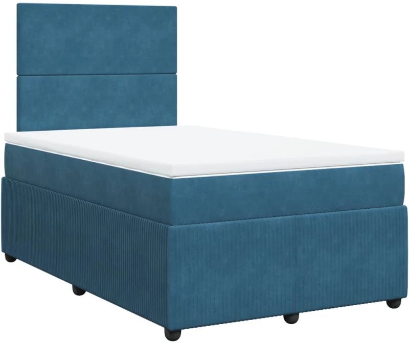 vidaXL Κρεβάτι Boxspring με Στρώμα Σκούρο Μπλε 120x200 εκ. Βελούδινο