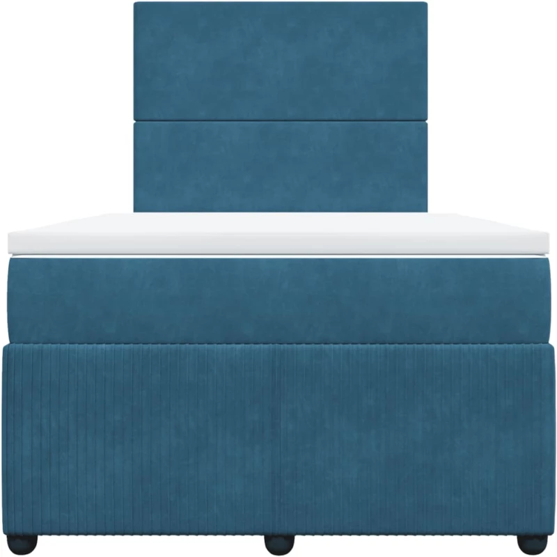 vidaXL Κρεβάτι Boxspring με Στρώμα Σκούρο Μπλε 120x200 εκ. Βελούδινο