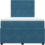 vidaXL Κρεβάτι Boxspring με Στρώμα Σκούρο Μπλε 120x200 εκ. Βελούδινο