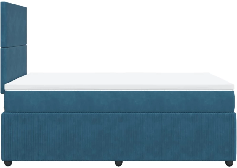 vidaXL Κρεβάτι Boxspring με Στρώμα Σκούρο Μπλε 120x200 εκ. Βελούδινο