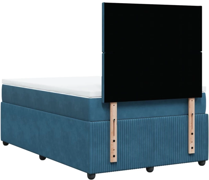 vidaXL Κρεβάτι Boxspring με Στρώμα Σκούρο Μπλε 120x200 εκ. Βελούδινο
