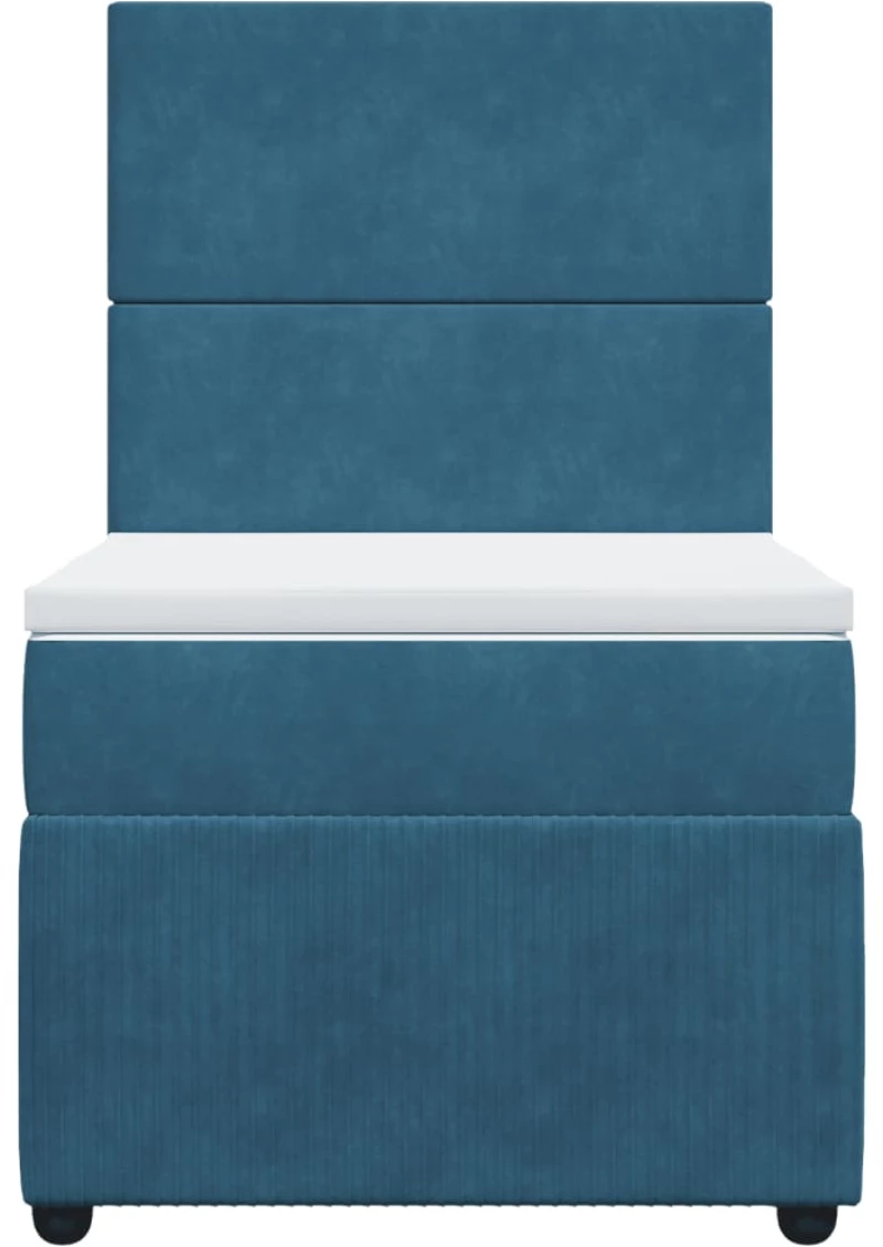 vidaXL Κρεβάτι Boxspring με Στρώμα Μπλε 90x200 εκ. Βελούδινο
