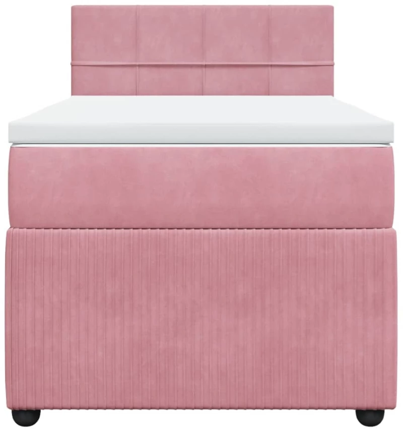 vidaXL Κρεβάτι Boxspring με Στρώμα Ροζ 90x200 εκ. Βελούδινο