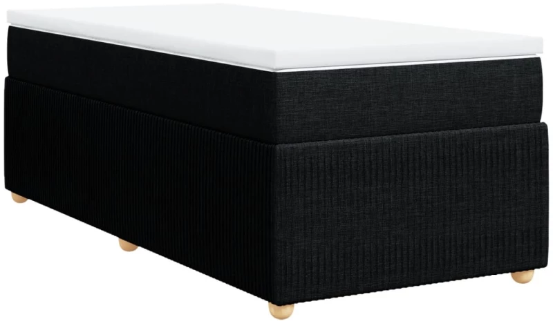 vidaXL Κρεβάτι Boxspring με Στρώμα Μαύρο 90x200 εκ. Υφασμάτινο