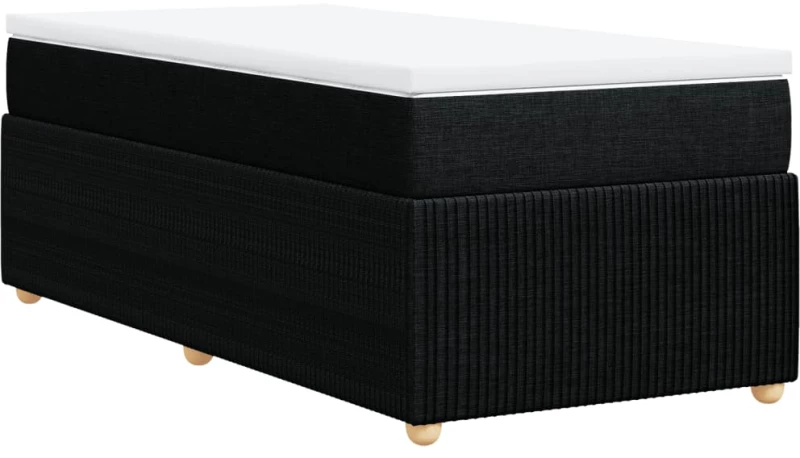 vidaXL Κρεβάτι Boxspring με Στρώμα Μαύρο 90x200 εκ. Υφασμάτινο