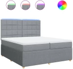 vidaXL Κρεβάτι Boxspring με Στρώμα Ανοιχτό Γκρι 200x200 εκ. Υφασμάτινο