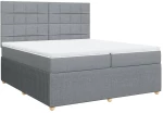 vidaXL Κρεβάτι Boxspring με Στρώμα Ανοιχτό Γκρι 200x200 εκ. Υφασμάτινο