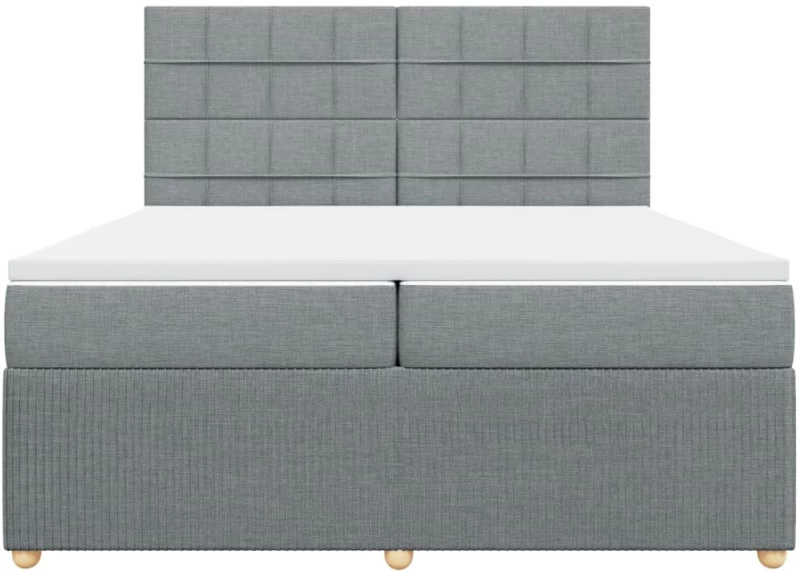 vidaXL Κρεβάτι Boxspring με Στρώμα Ανοιχτό Γκρι 200x200 εκ. Υφασμάτινο