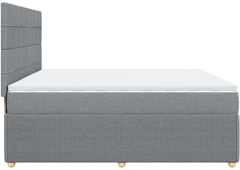 vidaXL Κρεβάτι Boxspring με Στρώμα Ανοιχτό Γκρι 200x200 εκ. Υφασμάτινο