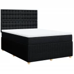 vidaXL Κρεβάτι Boxspring με Στρώμα Μαύρο 140x190 εκ. Υφασμάτινο